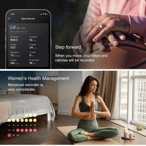 Uhoofit R10 Smart Ring with Charging Dock Men Women Health Sleep Heart Rate Monitoring IP68 & 5ATM Waterproof Multi-sport Mode
